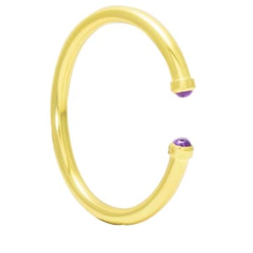 The Brownhouse Interiors Yellow Gold Twist Bangle With Purple Amethyst Cabochon