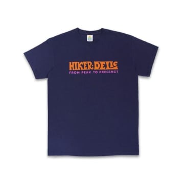 Hikerdelic Text T Shirt Navy Orange Pink In Blue