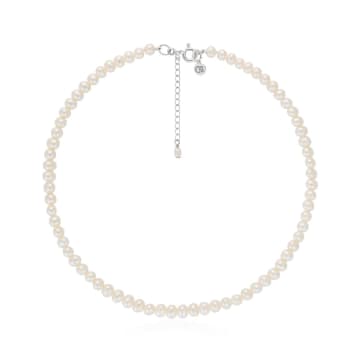 Claudia Bradby Button Pearl Choker Necklace In Metallic