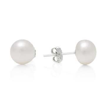 Claudia Bradby Button Pearl Stud Earrings In Metallic