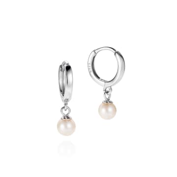 Claudia Bradby Silver Essential Micro Pearl Hoop Earrings In Metallic