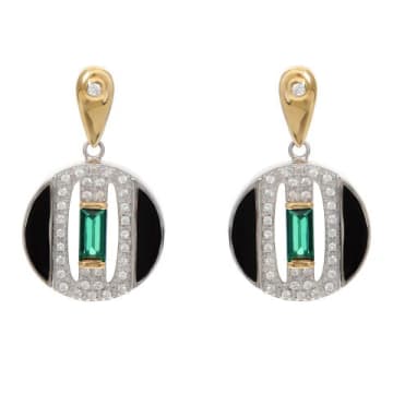 V By Laura Vann Black Enamel Daphne Circle Drop Earrings