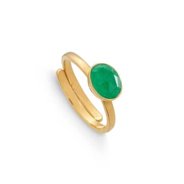 Svp Jewellery Emerald Quartz Atomic Mini Adjustable Ring In Gold