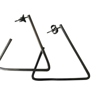 Window Dressing The Soul 925 Silver Triangular Earrings Oxidised In Metallic