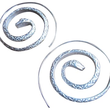 Collardmanson 925 Silver Snake Spiral Earrings In Metallic