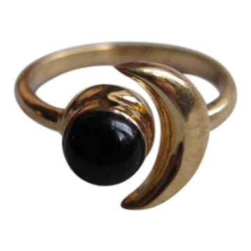 Shop Collardmanson Black Onyx Gold 925 Silver Moon Ring