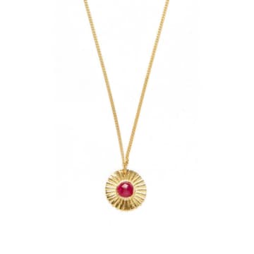 Dlirio Garnet Stone Sun Necklace