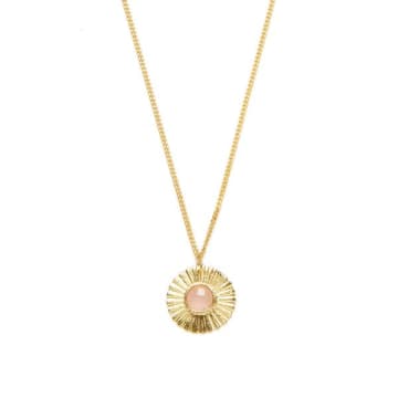 Dlirio Gold Plated Rose Sun Stone Quartz Necklace