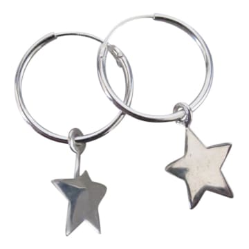 Silver Jewellery Small Star Hoop Earrings Silver In Metallic