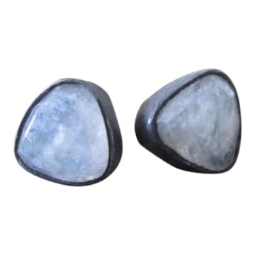 Collardmanson 925 Silver Small Moonstone Earrings In Metallic