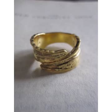 Silver Jewellery Gold Plated Leaf Ring In Metallic