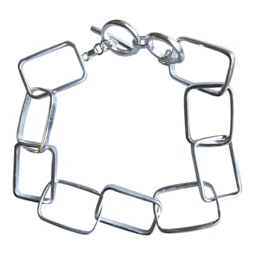 Collardmanson Silver Rectangle Link Bracelet In Metallic