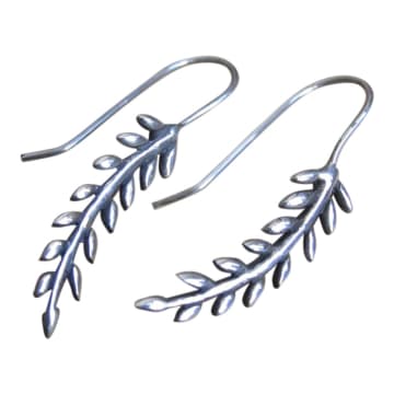 Collardmanson Silver Leafy Drop Earrings In Metallic