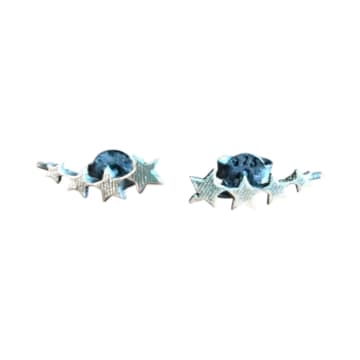 Collardmanson 925 Silver Multi Star Stud Earrings In Metallic