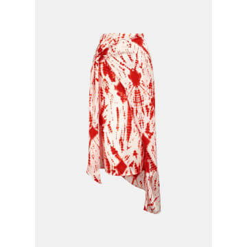 Essentiel Antwerp Orange Silk Tie Dye Skirt