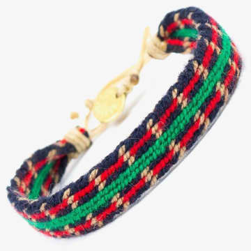 Guanabana Hand-woven Textile Bracelet With Gold Plated Tag