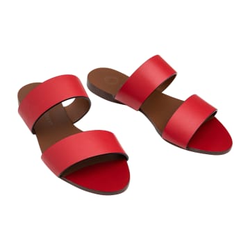 La Portegna Alejandra Leather & Red Sandals In Brown