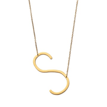 Nordic Muse Waterproof 18k Gold Initial Letter Pendant Necklace, S