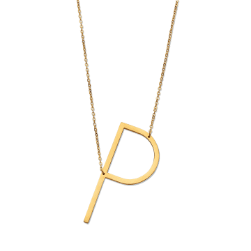 Nordic Muse Waterproof 18k Gold Initial Letter Pendant Necklace, P