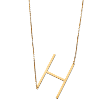 Nordic Muse Waterproof 18k Gold Initial Letter Pendant Necklace, H