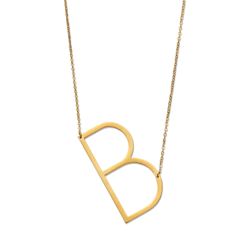 Nordic Muse Waterproof 18k Gold Initial Letter Pendant Necklace, B