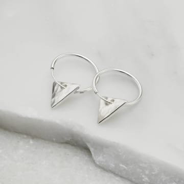 Posh Totty Designs Silver Triangle Mini Hoop Earrings In Metallic