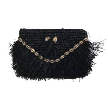 Maison Nomade Black Seashell And Raffia Clutch Bag | ModeSens