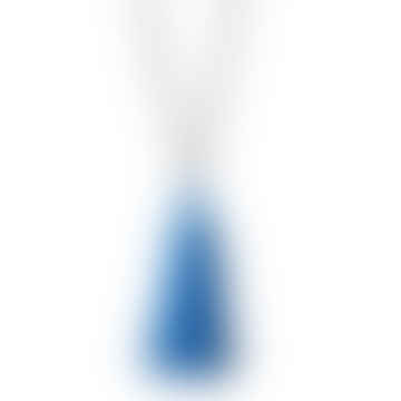 Collier pompon bleu avec perles en cristal argenté