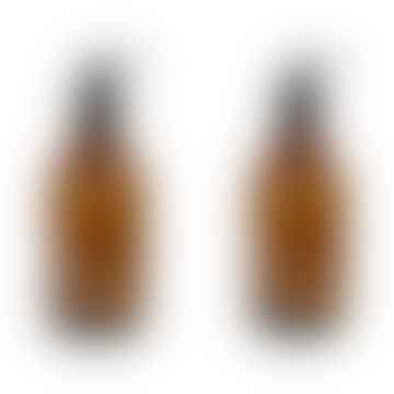 Pair Of 250 Ml Amber Glass Apothecary Pump Bottles