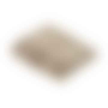 Manta de lana de cordero merino beige Windowpane 140cm x 185cm