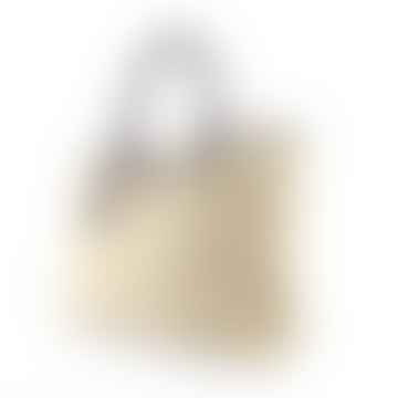 Borsa da lavoro classica in pelle e tela - beige