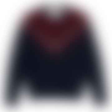 Maglione girocollo da uomo jacquard design blu navy bordeaux bianco 1 fx
