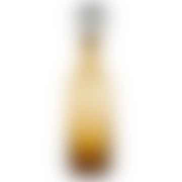 Bottiglia decorativa in vetro colorato ambra 13 cm con tappo affumicato