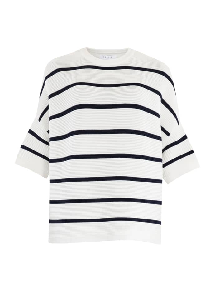 Trouva: Striped Ribbed Navy And White Jumper