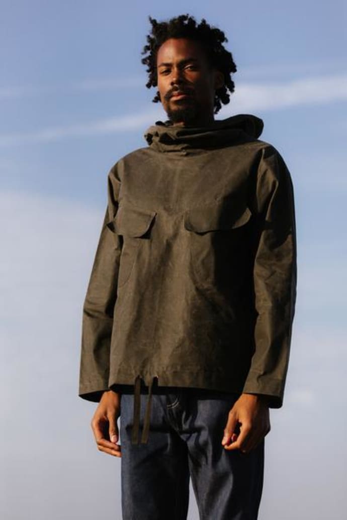 Trouva: Waxed Olive Gunner Smock Coat