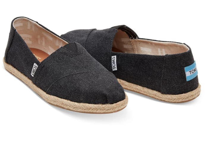 toms black washed canvas