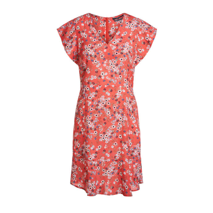 Trouva: Floral Knee-Length Dress Red Blue