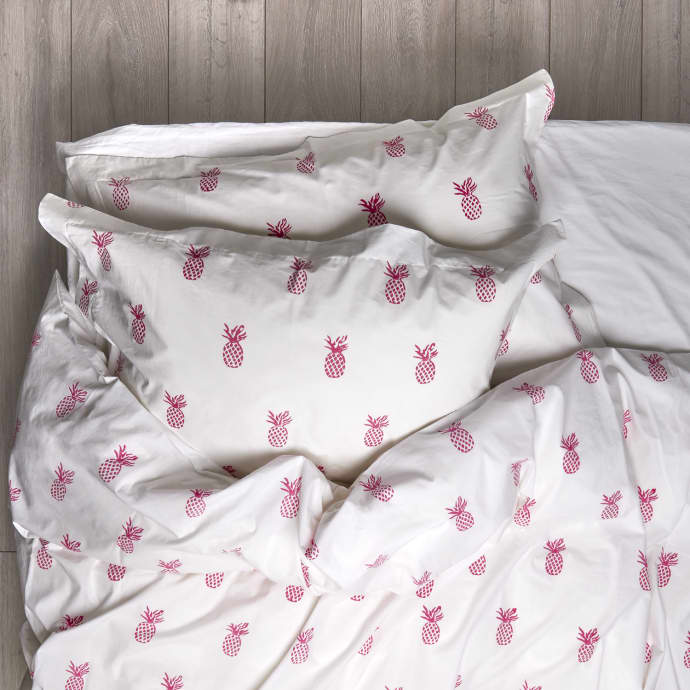 Trouva Pineapple Hot Pink Double Duvet Cover