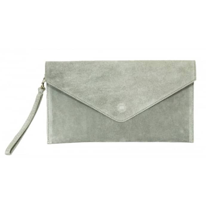 Trouva: Light Grey Suede Envelope Clutch Bag