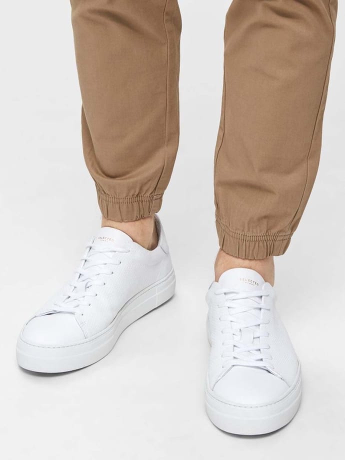 Trouva: White David Chunky Leather Trainers Shoes