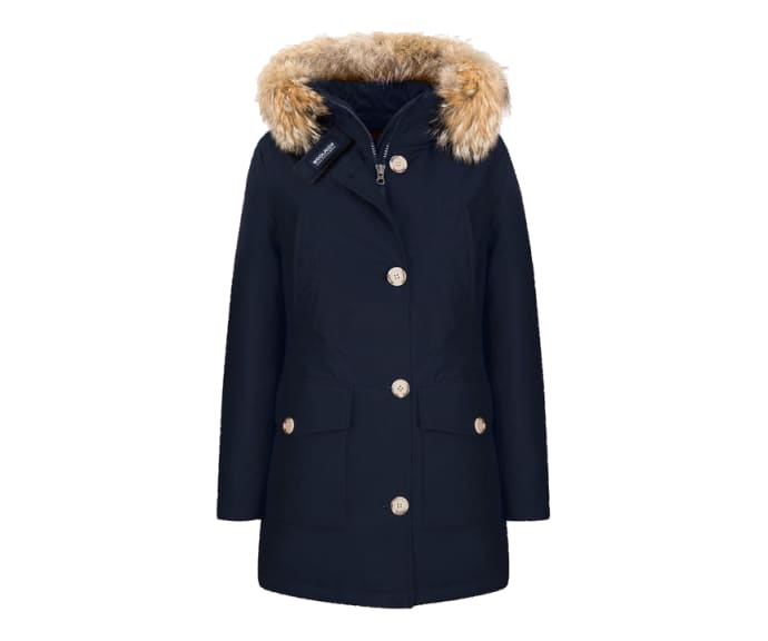 Trouva Medium Melton Blue Cotton High Collar Womens Arctic Parka