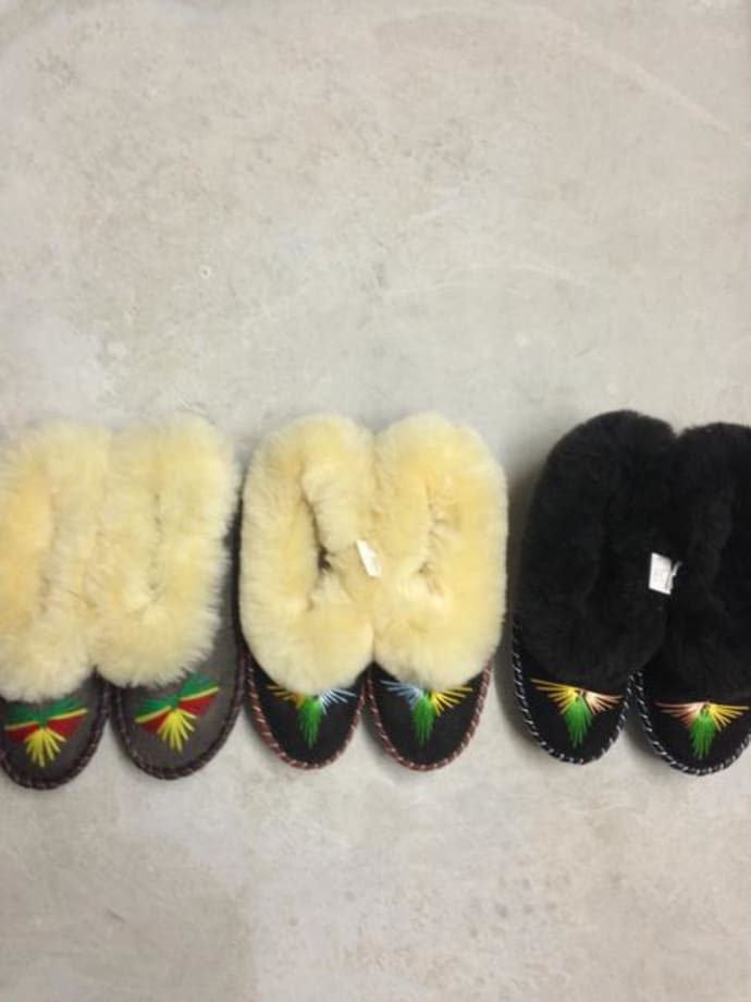 embroidered sheepskin slippers