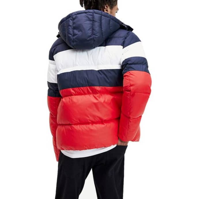 tommy jeans rugby stripe puffer jacket