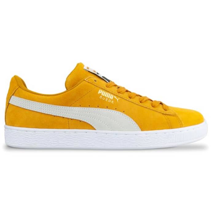 puma suede yellow white