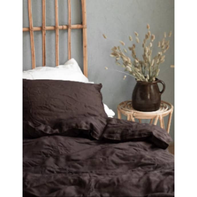Trouva 220 X 230cm Dark Brown Linen Duvet Cover With 2 Pillowcase