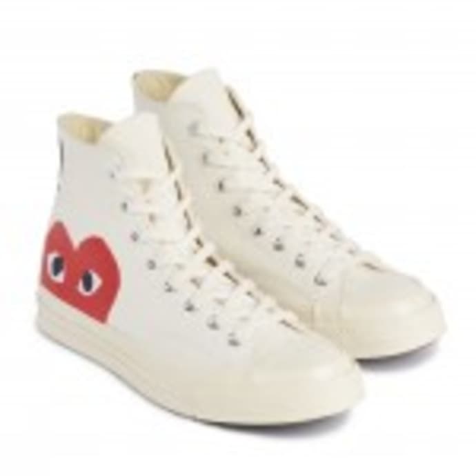 white shoes with red heart