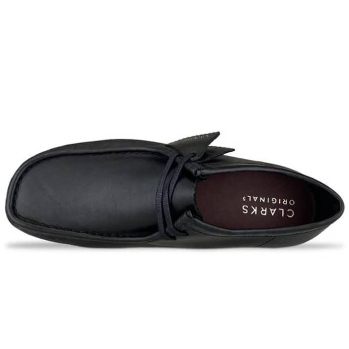 wallabee clarks black leather