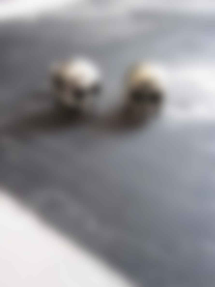 CollardManson Oxidised Silver Skull Stud Earrings