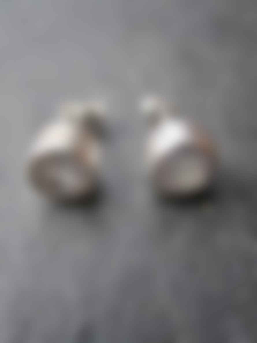 CollardManson Silver Moonstone Brushed Stud Earrings