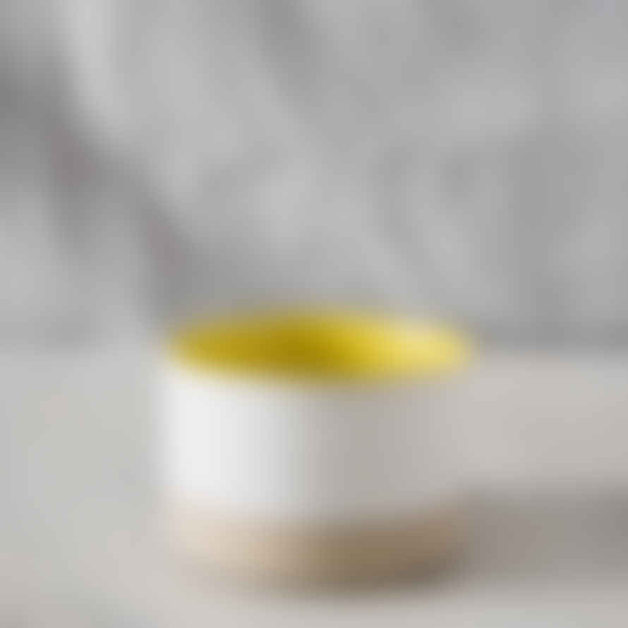 Mini White & Canary Yellow Round Bowl 